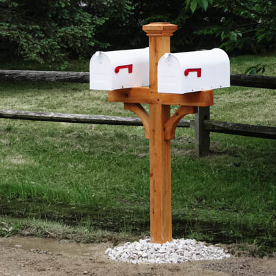 double 4x4 mailbox post with brackets and post cap
