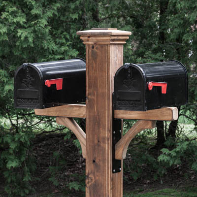 double cedar mailbox post